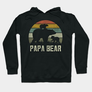 Papa Bear Cub 2 Kids Fathers Day Grandpa Retro Vintage Hoodie